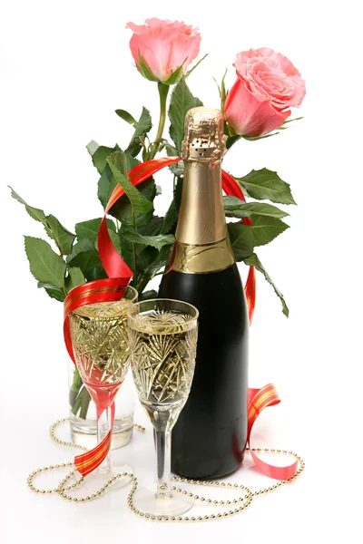 Rose rosa e champagne — Foto Stock