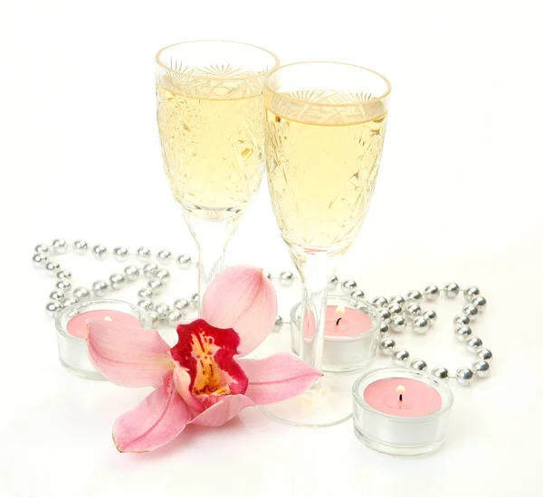 Champagne et fleurs — Photo
