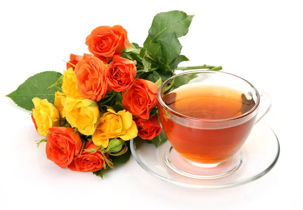 Te och rosor — Stockfoto