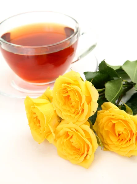 Te och rosor — Stockfoto