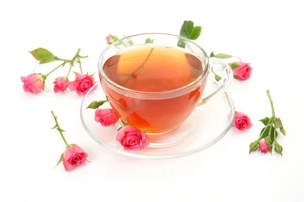 Herbata i róże — Zdjęcie stockowe