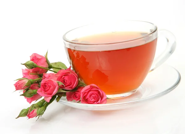 Çay ve gül — Stok fotoğraf