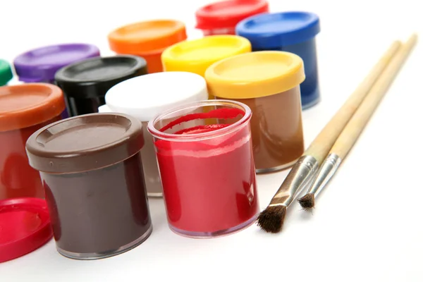 Färg målarfärg och pensel — Stockfoto