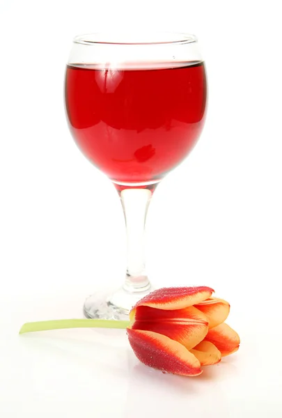 Wine and flower — Stock Photo, Image