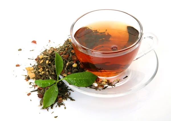 Чай і зелений лист — стокове фото