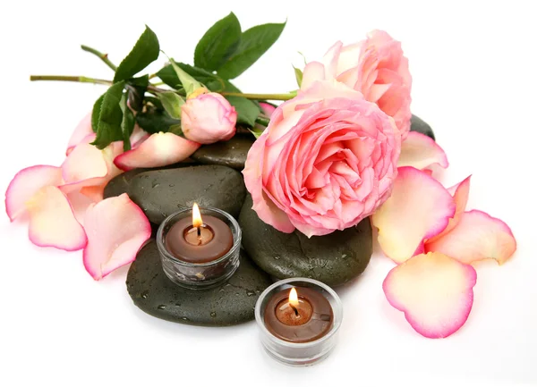 Rose a svíčky — Stock fotografie