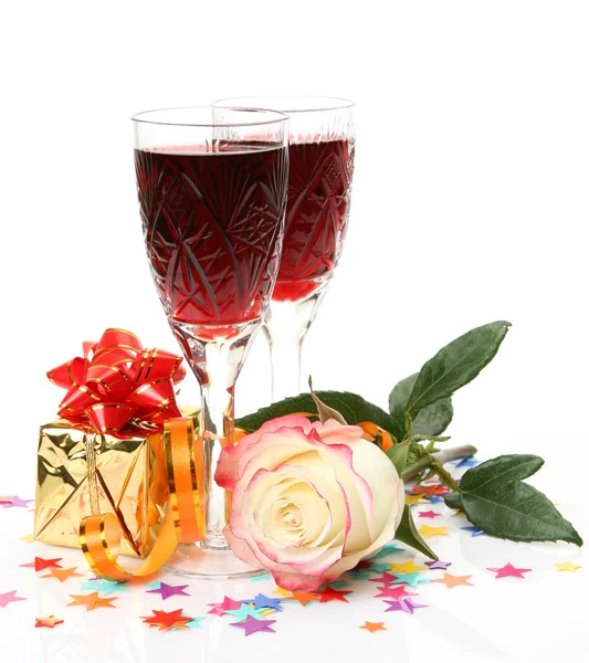 Vinho e rosa — Fotografia de Stock