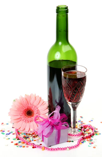 Вино і квітка — стокове фото