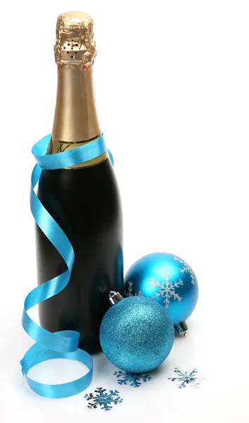 Champagne och nyår ornament — Stockfoto
