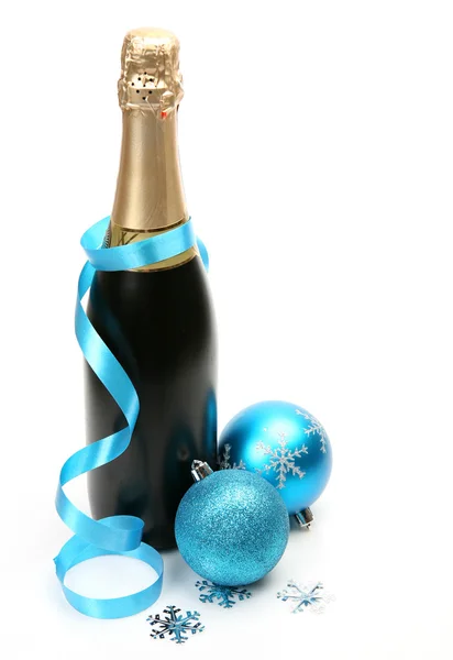 Champagne en New Year's versieringen Stockfoto