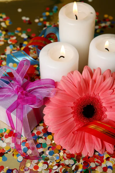 Gifts and candles — Stock Photo, Image