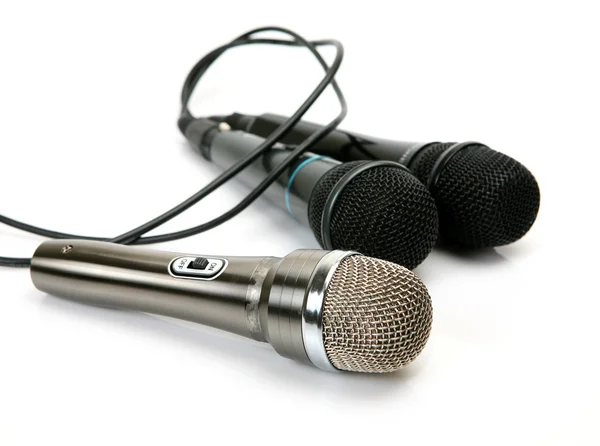Três microfones — Fotografia de Stock