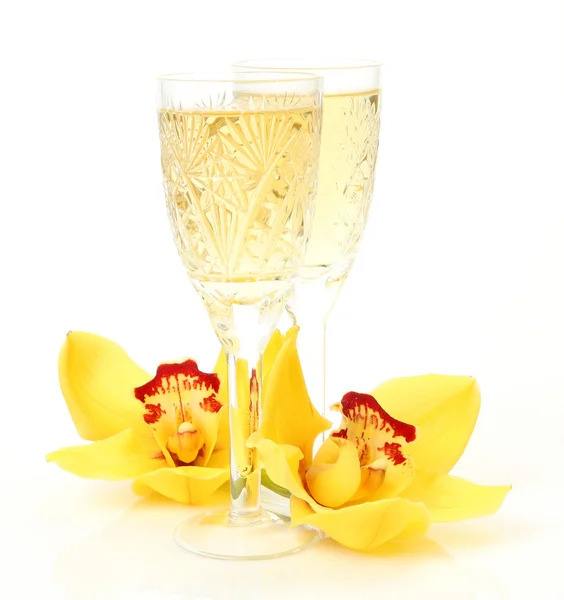 シャンパンや花 — ストック写真