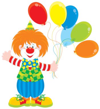 Circus clown with balloons clipart