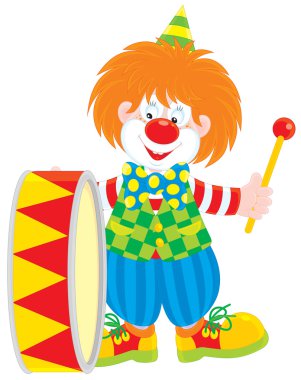 Circus clown drummer clipart