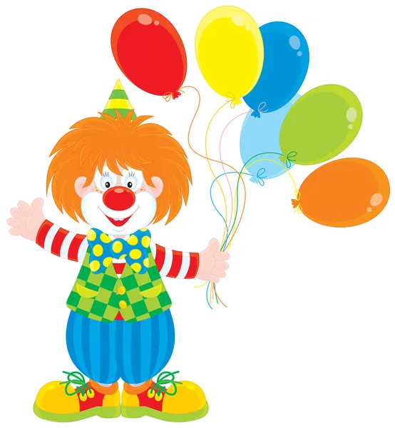 马戏团小丑与气球 — 图库矢量图片