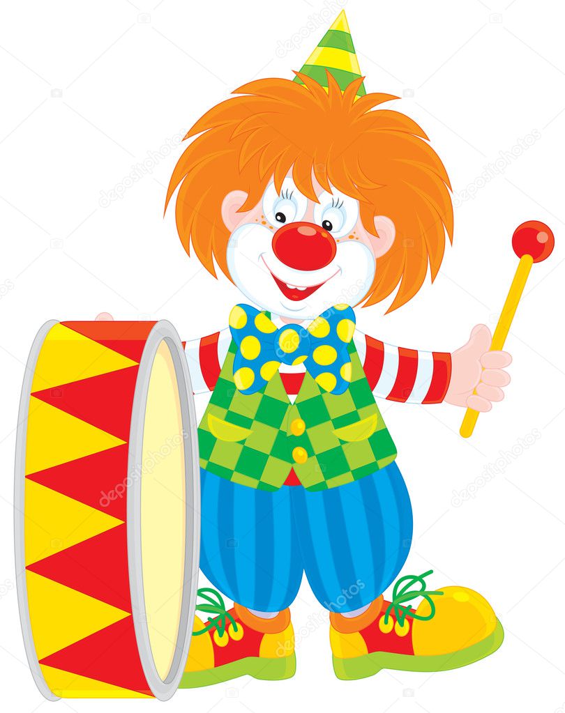 Circus clown drummer