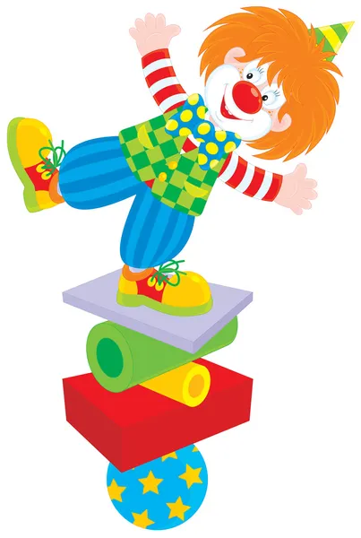 Circus clown equilibrist — Stockvector