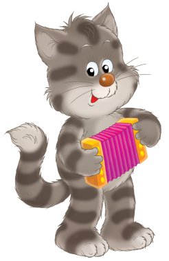 Cat playing harmonica clipart