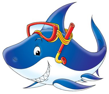 Shark diver clipart