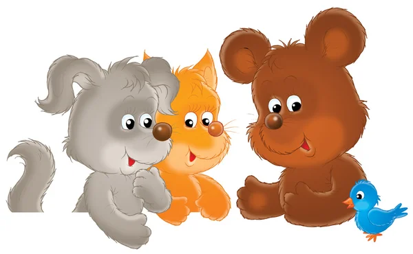 Cão, esquilo e urso — Fotografia de Stock