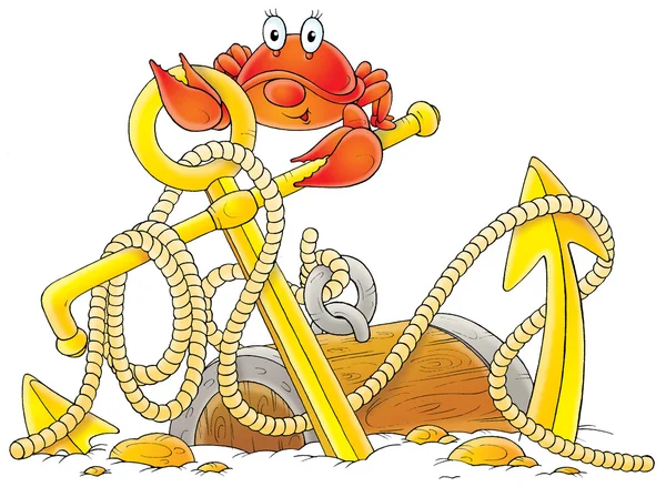 Crab on an anchor — Stock Photo, Image