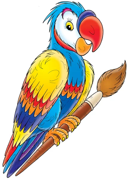 Parrot on the pencil — Stock Photo, Image