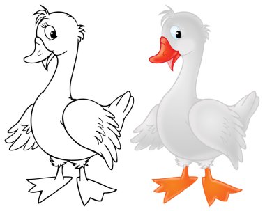 Goose. Color and black-and-white clipart