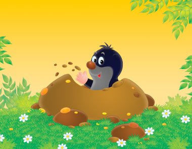 Mole in a borrow clipart