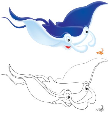 Ray Manta and krill clipart