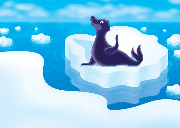 Robben auf einer Scholle — Stockfoto