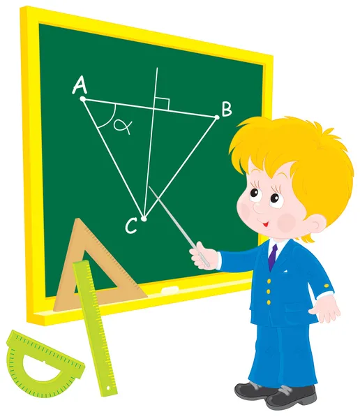 Školák na lekce geometrie — Stockový vektor