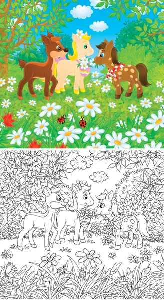ลิตเติ้ล Ponies และ Fawn — ภาพถ่ายสต็อก