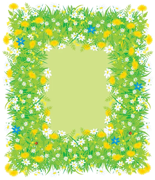 Bordure de fleurs et d'herbe — Image vectorielle