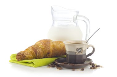 Croissant with coffee breakfast clipart