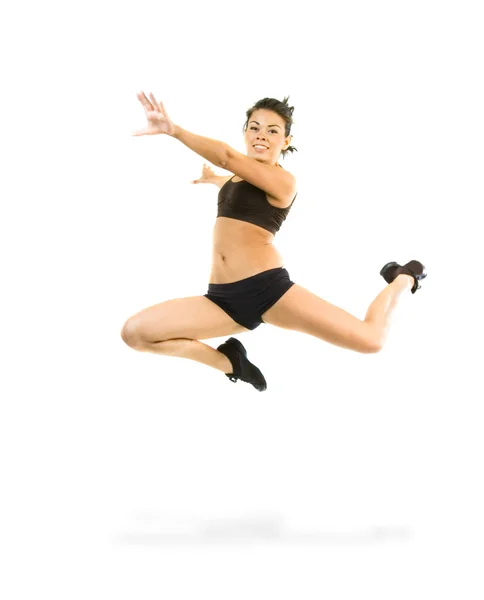Jumping gymnast — Stock Photo, Image