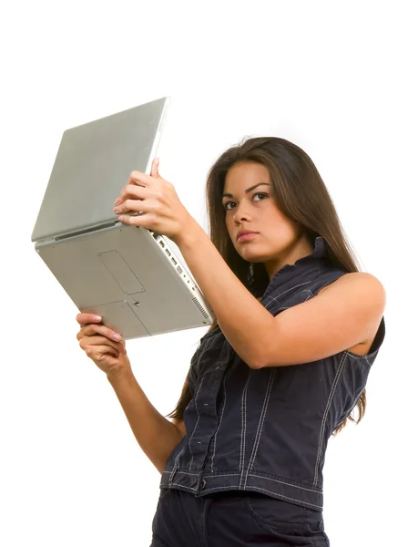 Chica con portátil —  Fotos de Stock