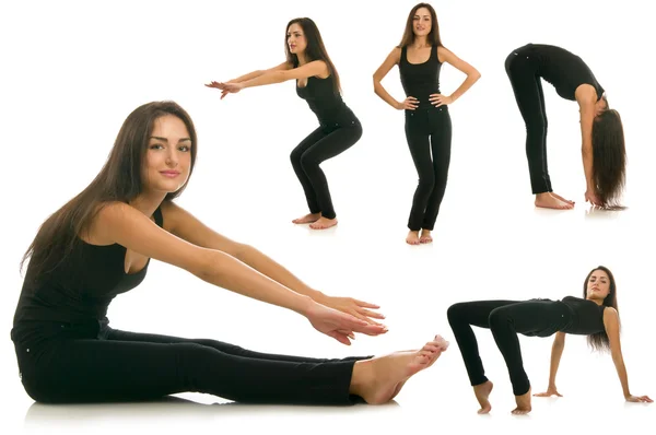 Mujer joven está haciendo ejercicio collage —  Fotos de Stock