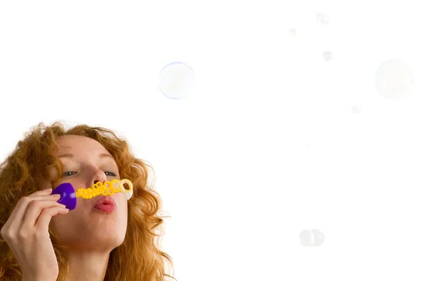 stock image Women blowing soap bubbles