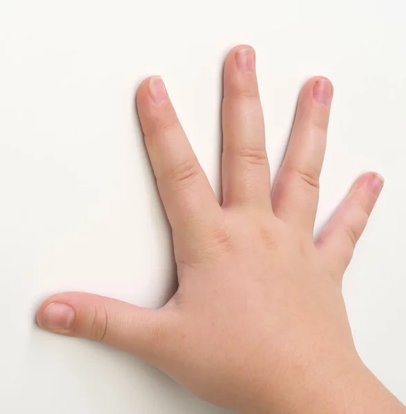 Enfant mains sur blanc — Photo