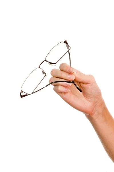 Glasses in hand isolated — Stock Photo, Image