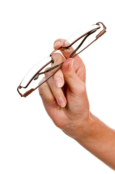 Γυαλιά στο χέρι απομονωθεί — Φωτογραφία Αρχείου