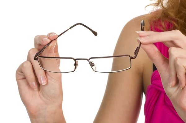 Gafas en mano aisladas — Foto de Stock