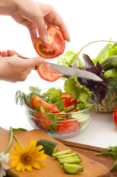 Salade voorbereiden — Stockfoto