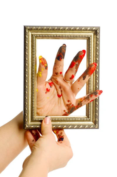 Målarens färg hand — Stockfoto