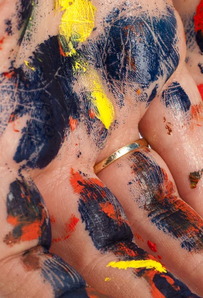 Målarens färg hand — Stockfoto
