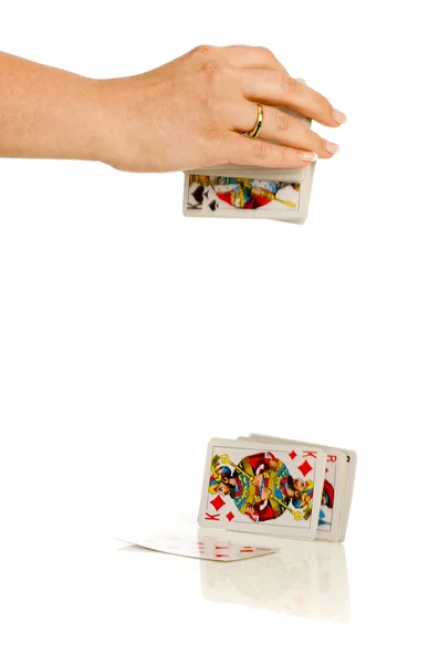 Laying card in hand — Stock Photo, Image