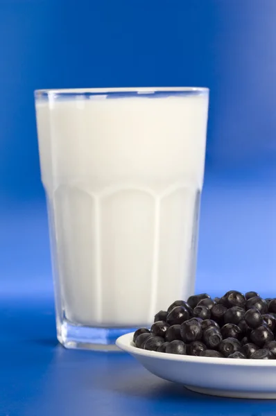 Bicchiere di latte e mirtillo — Foto Stock