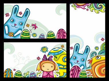 Decorative Easter floral banners clipart