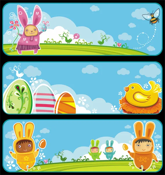 Easter cute banners with space for your text — Stock Vector